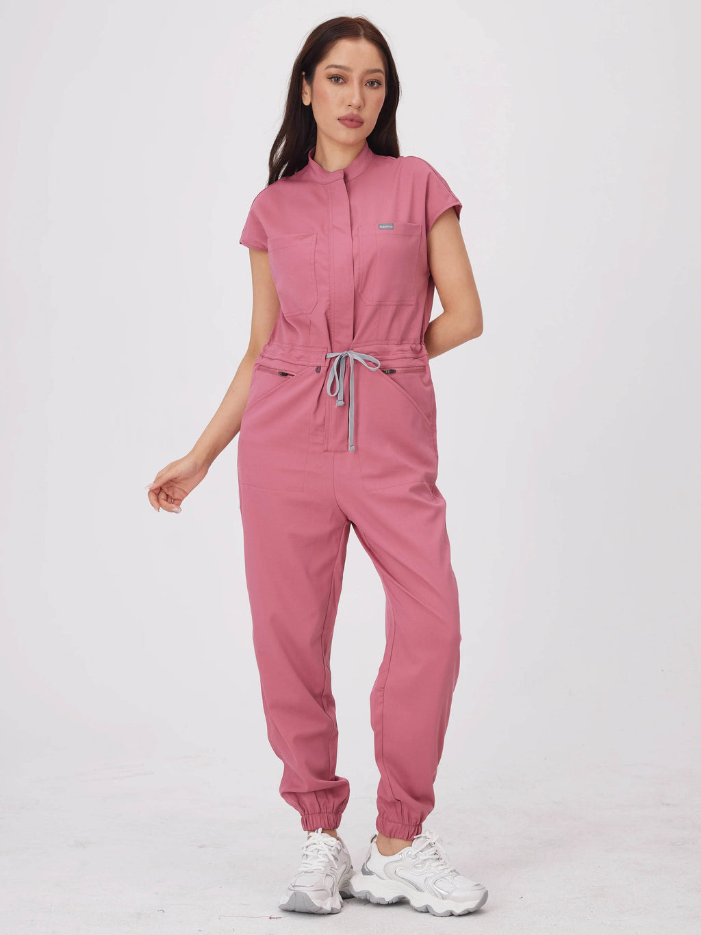 Wholesale Medical Apparel Scrub Uniform Women Short Sleeved Scrubs Jumpsuit Medical Hospital Clothing Scrub Uniforms with Pocket BB001-Meat noodles