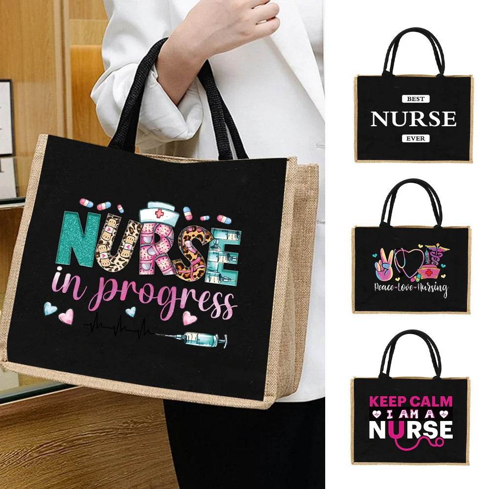 Burlap Shopping Bags Vintage Jute Imitation Sacks - Nurse Series