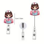 Acrylic Nurse Badge Reel Clip with Expandable ID Clip - Nurse Design, for Nursing, Doctors, Registered Nurses, Nurse Practitione