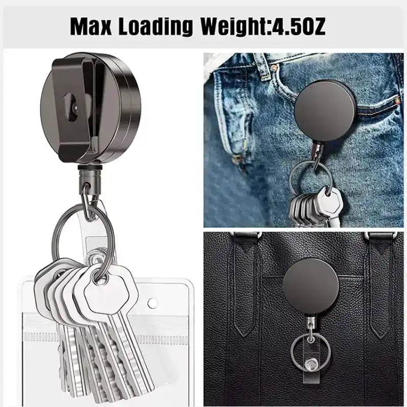 1pcs Extendable Metal Key Chain Ring Belt Clip Pull Keyring Retracting ID Card Lanyards Id Badge Holder Badge Clip