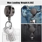 1pcs Extendable Metal Key Chain Ring Belt Clip Pull Keyring Retracting ID Card Lanyards Id Badge Holder Badge Clip
