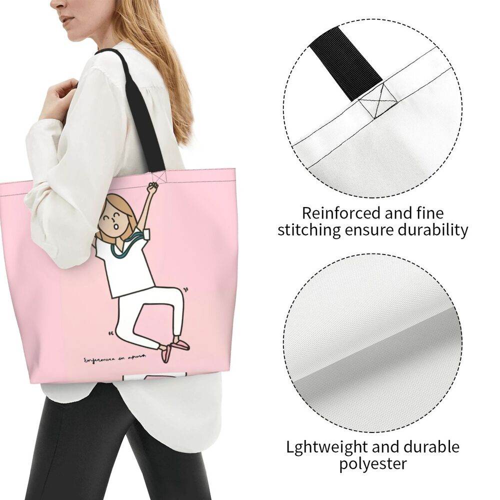 Spacious Eco-Friendly Healthcare Tote Bag with Durable Handles and Secure Zipper Closure