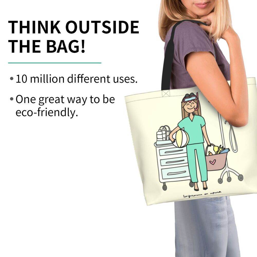 Spacious Eco-Friendly Healthcare Tote Bag with Durable Handles and Secure Zipper Closure