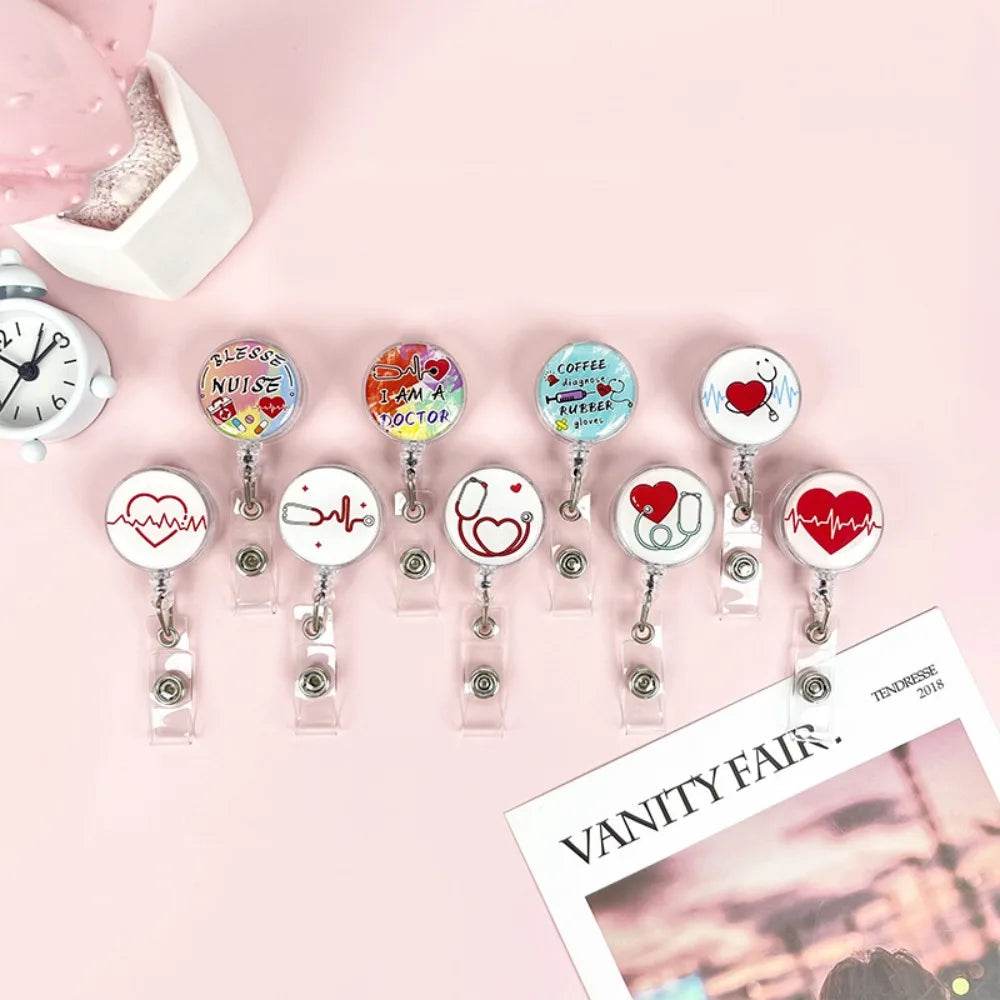 Easy To Pull Buckle Nurse Retractable Badge Reel ID Card Accessories Fashion Nurse ID Card Clips Simplicity Cute