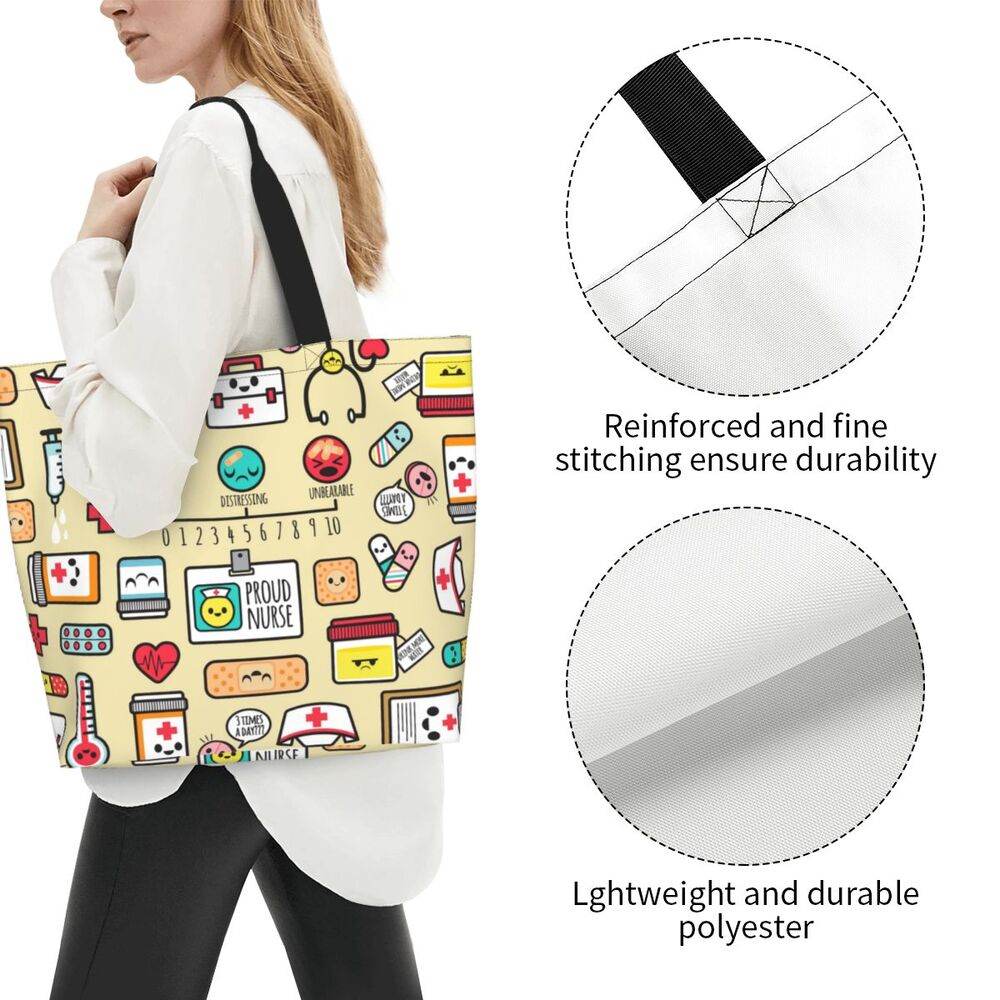 Spacious Eco-Friendly Healthcare Tote Bag with Durable Handles and Secure Zipper Closure