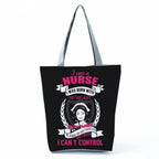 Playful Cartoon Nurse Print Foldable Shoulder Bags with Large Capacity – Eco-Friendly Tote for Shopping, Travel &amp; Beach hl6997 Nurse Handbag