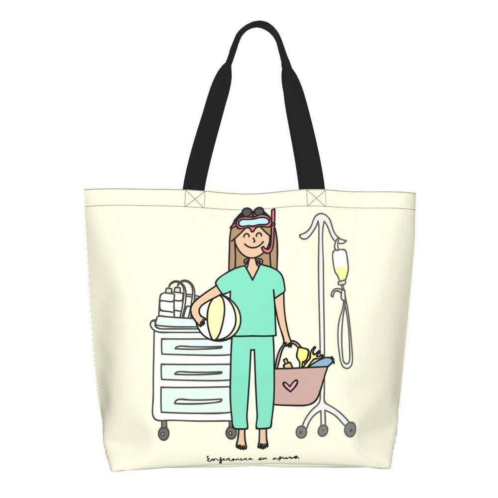 Spacious Eco-Friendly Healthcare Tote Bag with Durable Handles and Secure Zipper Closure