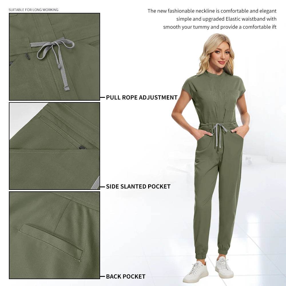 High-quality Beautician Work Gowns Medical Workwear Surgical Nursing Jumpsuits Pet Clinic Vet Scrubs Uniform Wholesale Jumpsuits