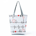 Playful Cartoon Nurse Print Foldable Shoulder Bags with Large Capacity – Eco-Friendly Tote for Shopping, Travel &amp; Beach hl2324 Nurse Handbag