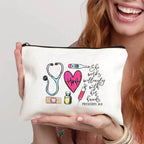 White Minimalist Nurse Makeup Bag: Trendy, Versatile Travel and Medical Literature Storage Essential – Perfect Birthday Gift White