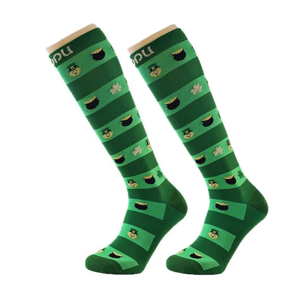 Elastic Compression Socks Knee High Funny Pattern Pressure Stockings Breathable Reducing Swelling Varicose Veins Socks Pregnancy Small