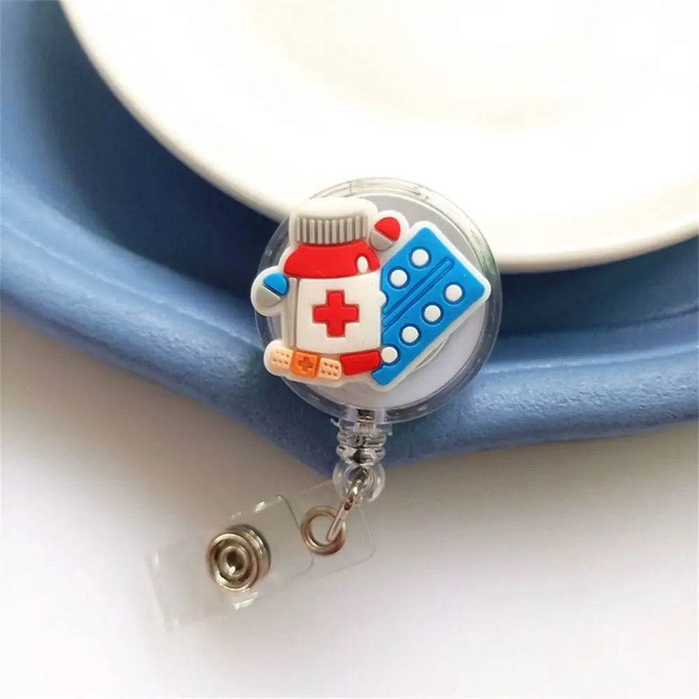 ID Card Holder Nurse Badge Reel Name Tag Chest Card Retractable Badge Holder Exhibition Card Work Card Easy Pull Buckle 8