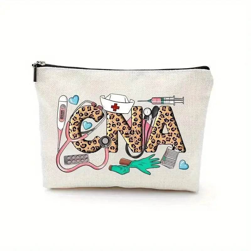Nurse makeup bag gift, nurse zipper bags, waterproof linen makeup bags, storage bag, nurse gift 3 22 x 17