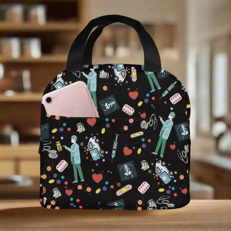 Portable Lunch Bag with Cartoon Nurse Design | Thermal Insulated Tote for Bento, School, and Food Storage 8