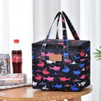 Portable Lunch Bag New Thermal Insulated Lunch Box Tote Cooler Functional Handbag Student Bento Pouch School Food Storage Bags black fish