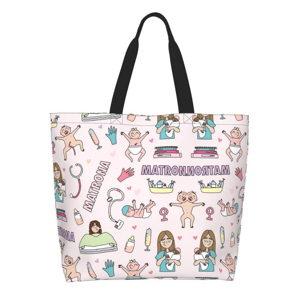 Spacious Eco-Friendly Healthcare Tote Bag with Durable Handles and Secure Zipper Closure