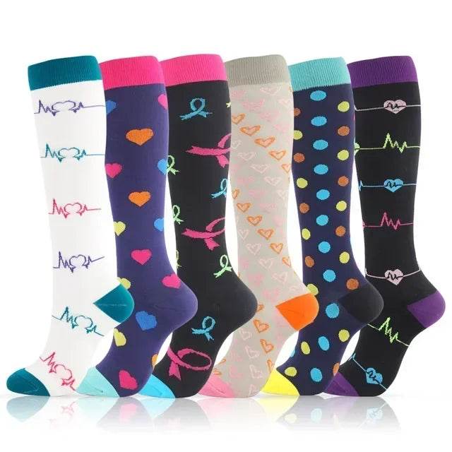 6 Pairs of Men and Women Compression Socks - Ideal for Running, Soccer, and Everyday Comfort!