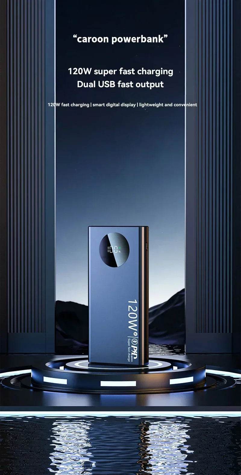 High Capacity Power Bank, Fast Charging 120W: 10000mAh, 30000mAh, 500000mAh, Portable Battery Charger for iPhone, Samsung, Huawei Phones