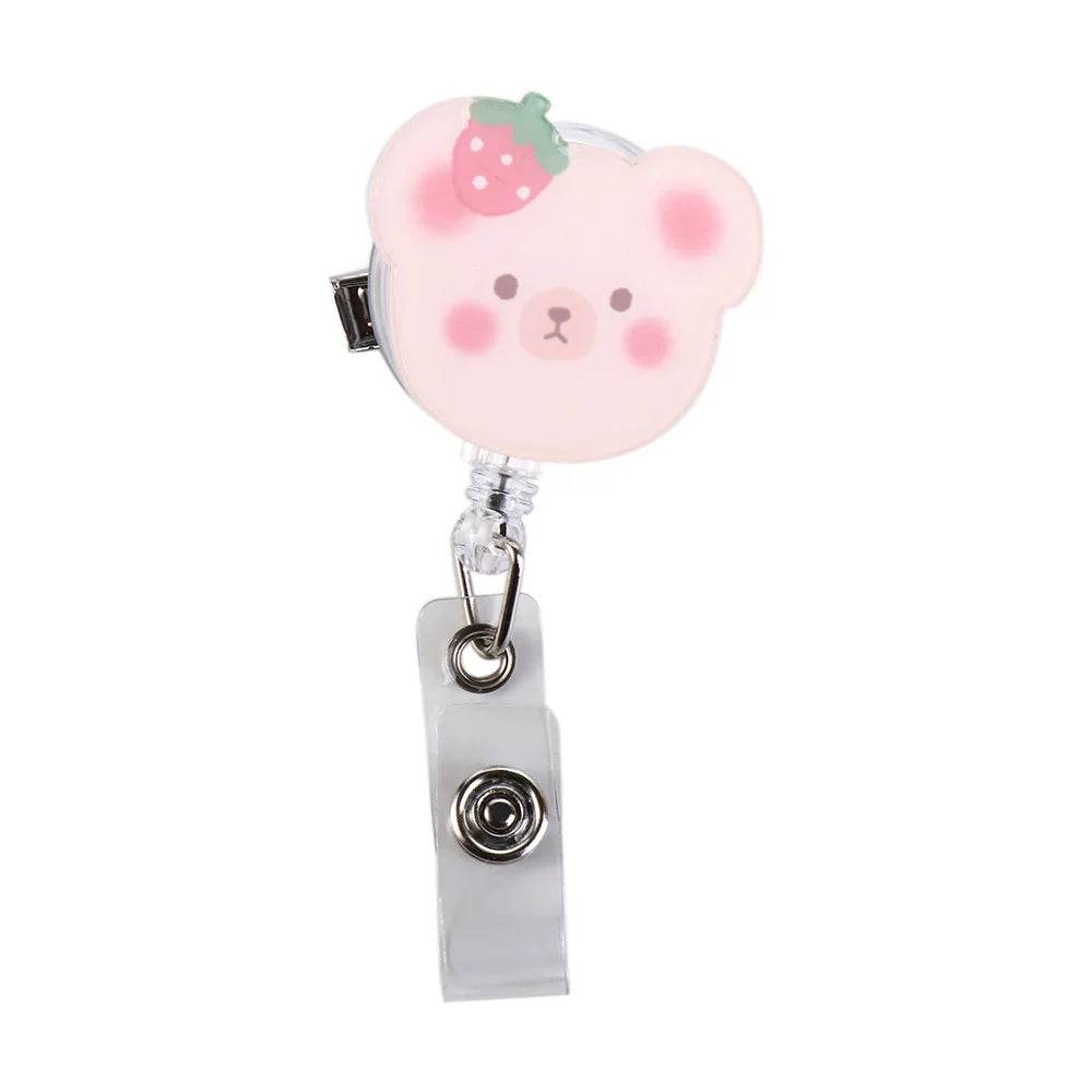 Bear Design 360° Rotating Retractable Badge Reel Clip for Nurses, Doctors, and School Supplies F