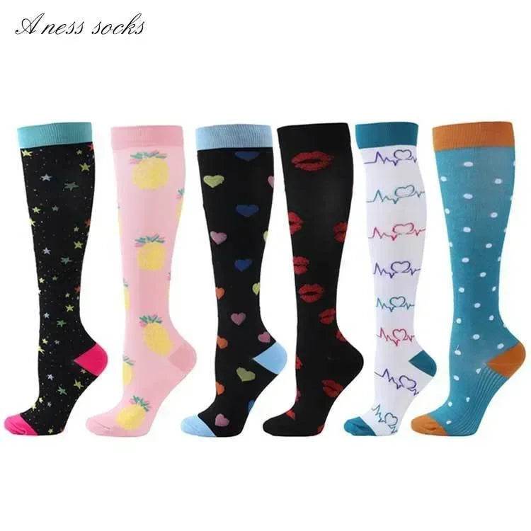 6 Pairs of Men and Women Compression Socks - Ideal for Running, Soccer, and Everyday Comfort!