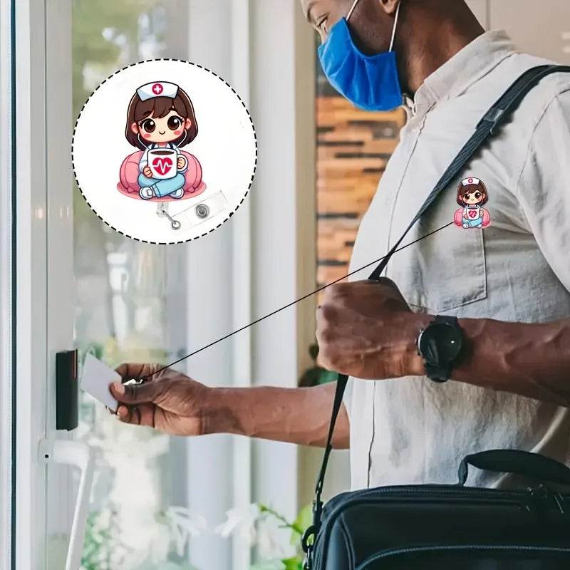 Acrylic Nurse Badge Reel Clip with Expandable ID Clip - Nurse Design, for Nursing, Doctors, Registered Nurses, Nurse Practitione