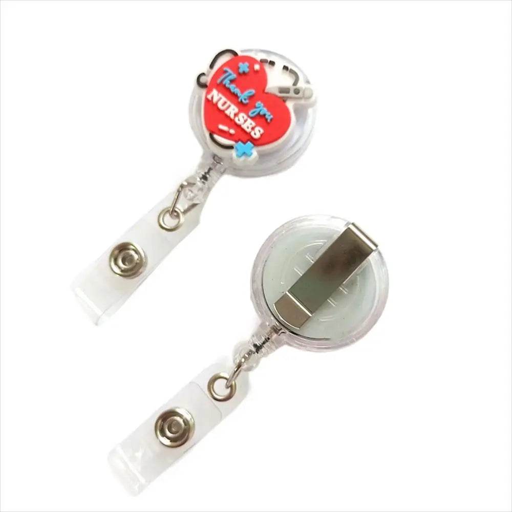 ID Card Holder Nurse Badge Reel Name Tag Chest Card Retractable Badge Holder Exhibition Card Work Card Easy Pull Buckle