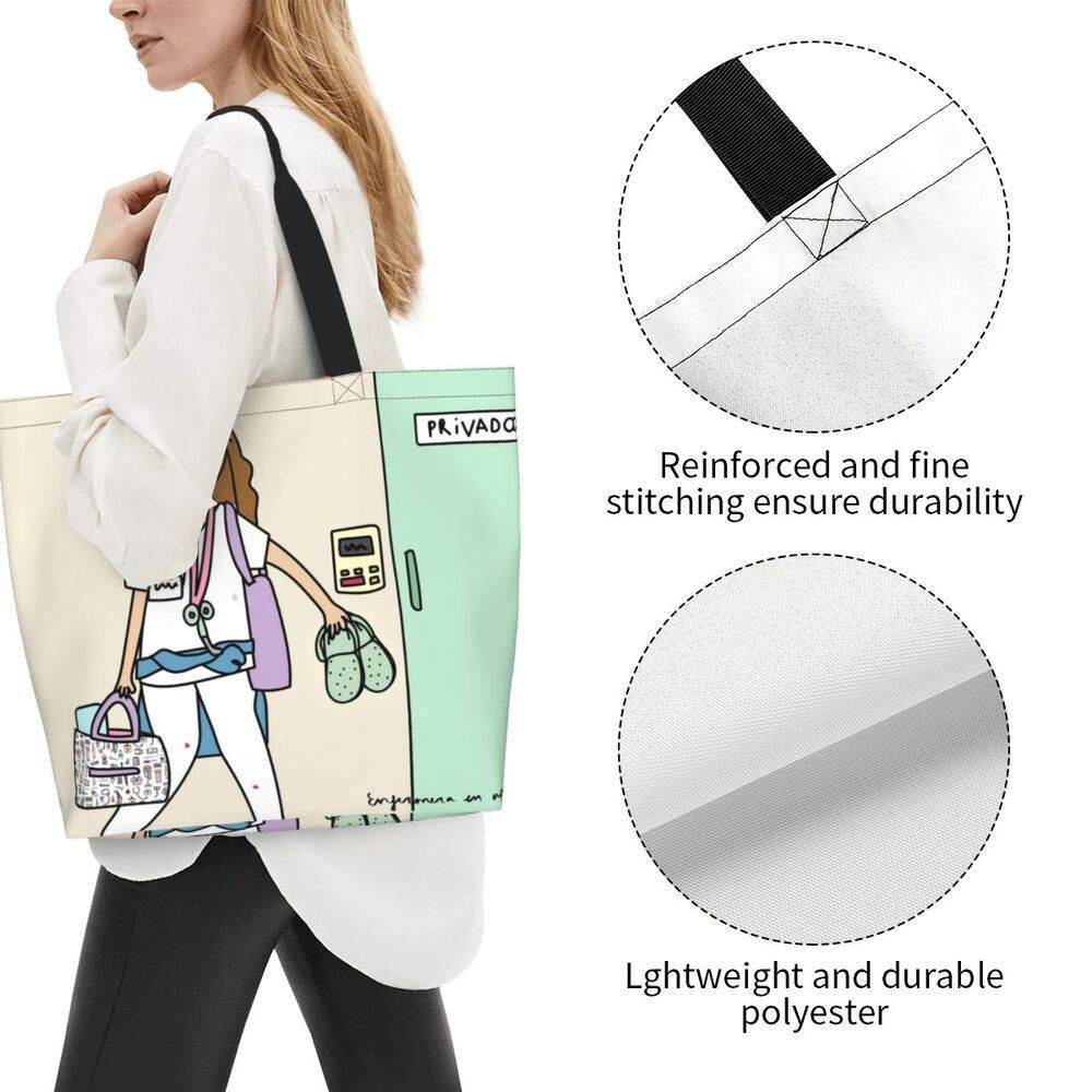 Spacious Eco-Friendly Healthcare Tote Bag with Durable Handles and Secure Zipper Closure