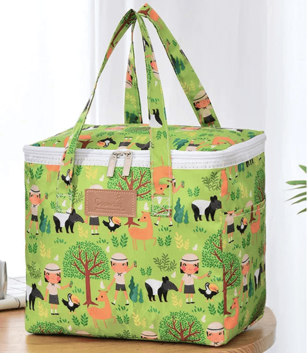 Portable Lunch Bag New Thermal Insulated Lunch Box Tote Cooler Functional Handbag Student Bento Pouch School Food Storage Bags green farm