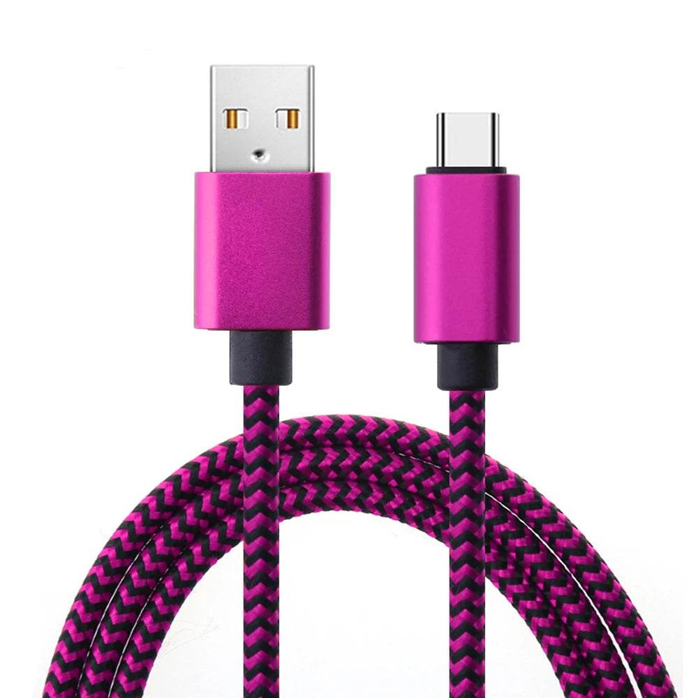 USB Type C Cable Date Sync 2.4A Fast Charging 1M 4Pack Nylon Braided Wire Charger Cable For Samsung Huawei Android Mobile Phone 1piece rose red