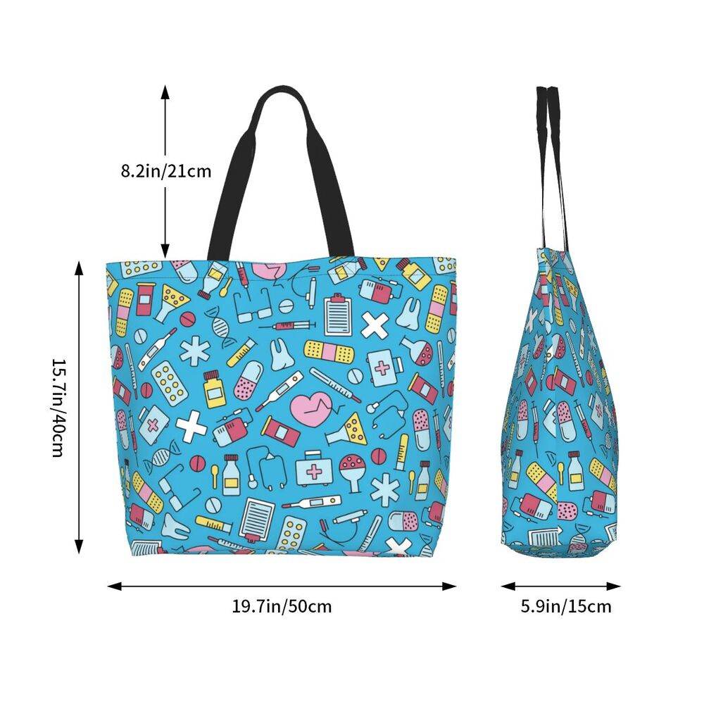 Spacious Eco-Friendly Healthcare Tote Bag with Durable Handles and Secure Zipper Closure