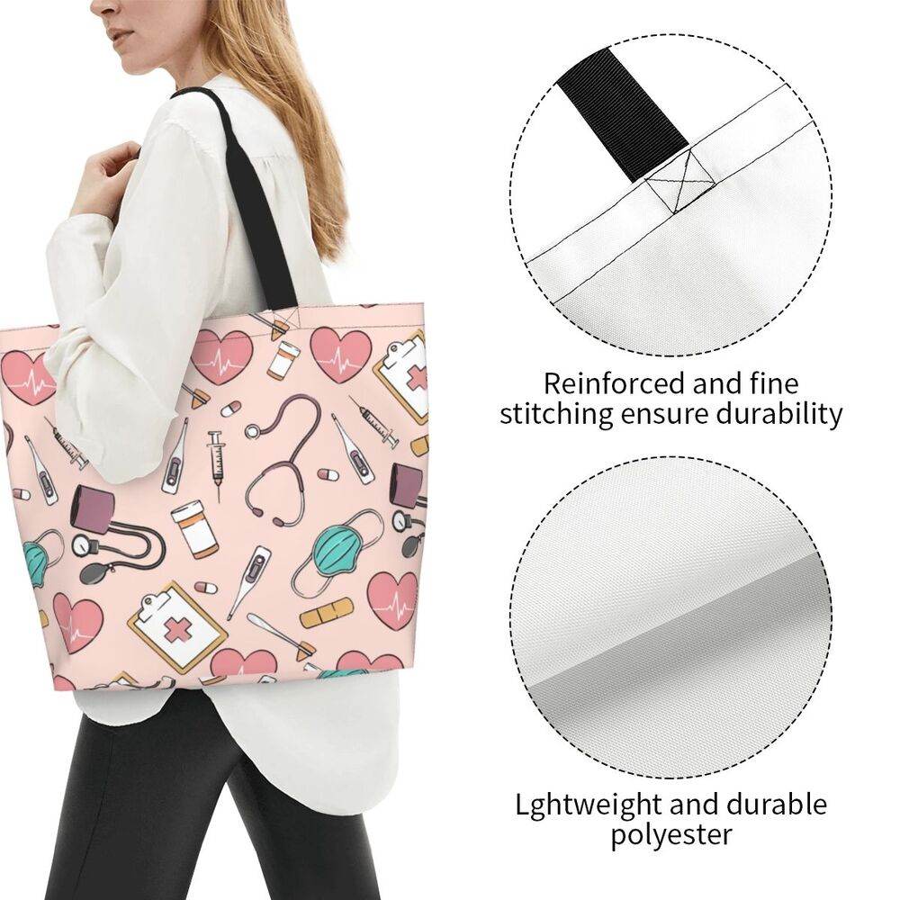 Spacious Eco-Friendly Healthcare Tote Bag with Durable Handles and Secure Zipper Closure