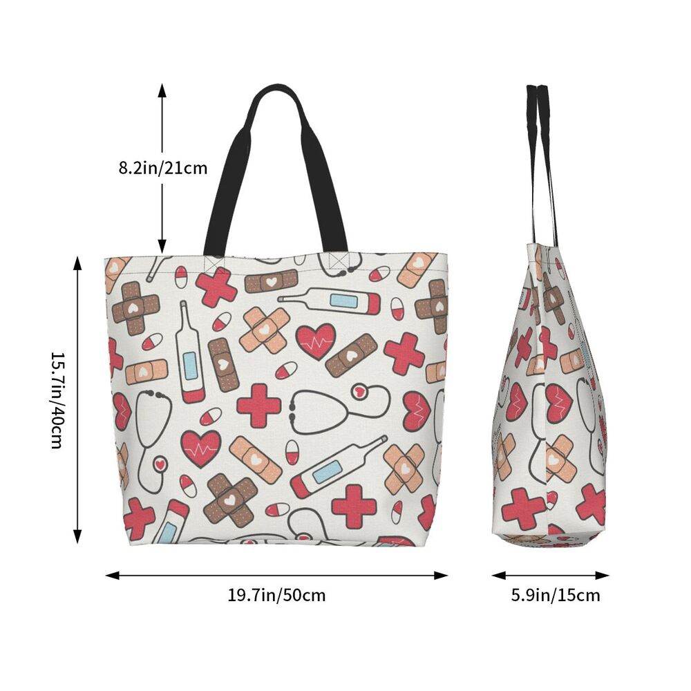 Spacious Eco-Friendly Healthcare Tote Bag with Durable Handles and Secure Zipper Closure