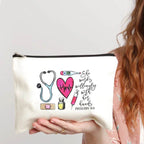 White Minimalist Nurse Makeup Bag: Trendy, Versatile Travel and Medical Literature Storage Essential – Perfect Birthday Gift