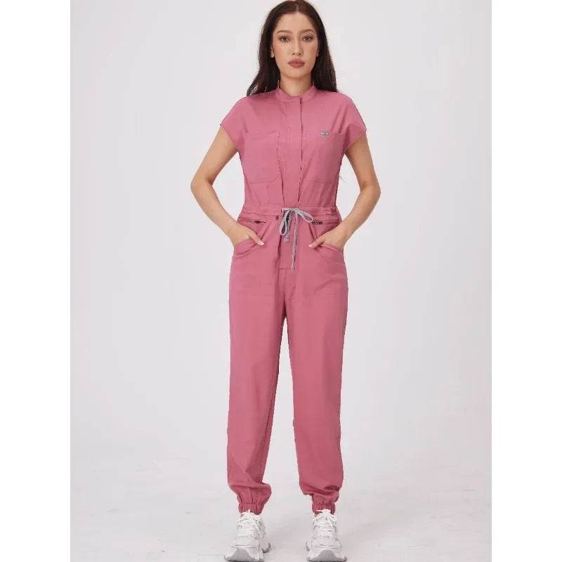 Wholesale Medical Apparel Scrub Uniform Women Short Sleeved Scrubs Jumpsuit Medical Hospital Clothing Scrub Uniforms with Pocket