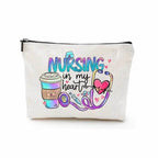 Nurse makeup bag gift, nurse zipper bags, waterproof linen makeup bags, storage bag, nurse gift 4 22 x 17