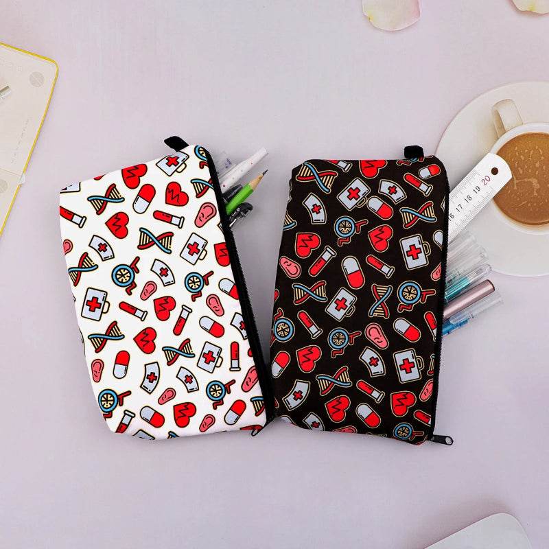 Nurse Pink Ribbon Life Cosmetic Bag Gift for Women Make Up Bag Travel Cosmetic Organizer Toiletry Bag Pencil Case