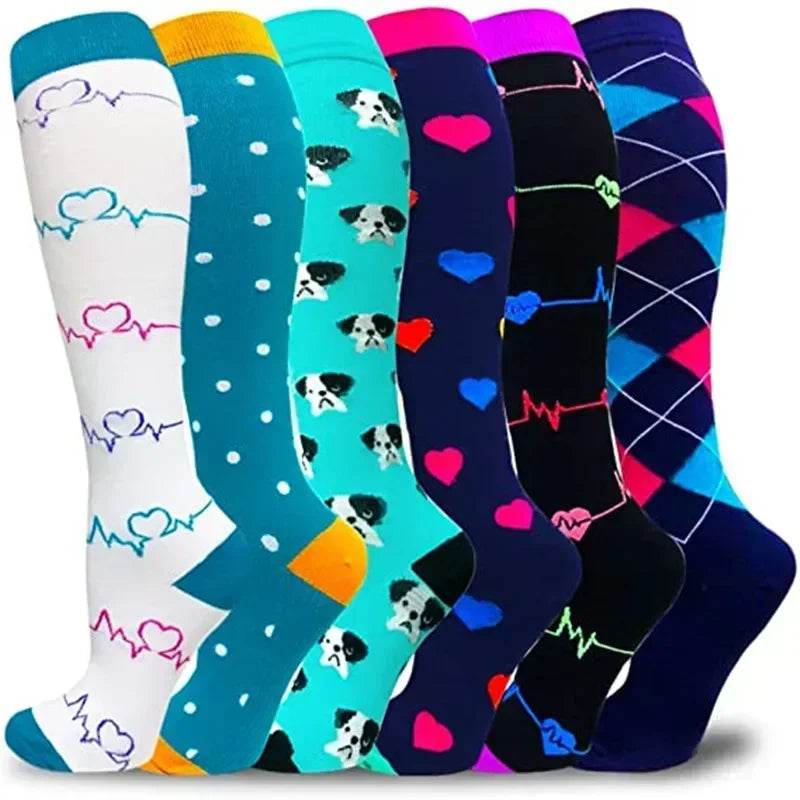 6 Pairs of Men and Women Compression Socks - Ideal for Running, Soccer, and Everyday Comfort! T-MIX006-2