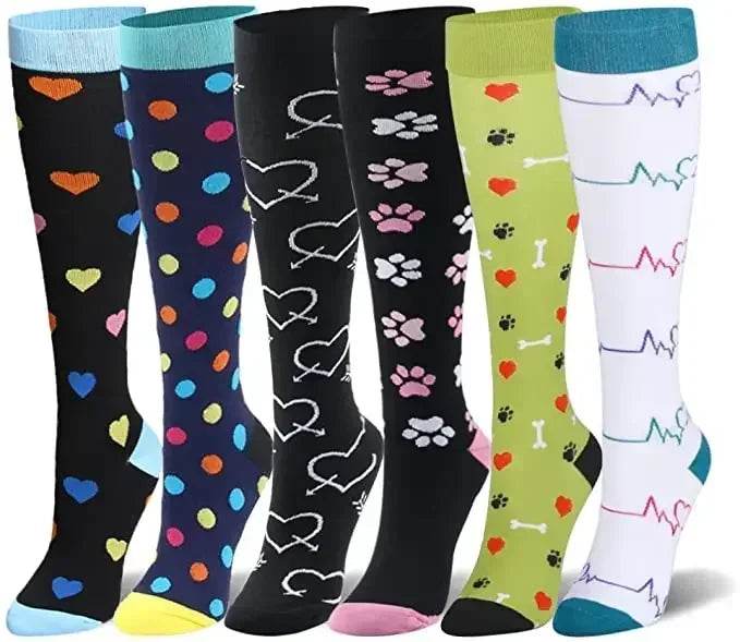 6 Pairs of Men and Women Compression Socks - Ideal for Running, Soccer, and Everyday Comfort!