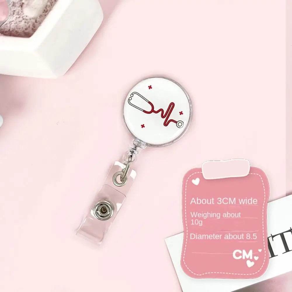 Easy To Pull Buckle Nurse Retractable Badge Reel ID Card Accessories Fashion Nurse ID Card Clips Simplicity Cute style 2