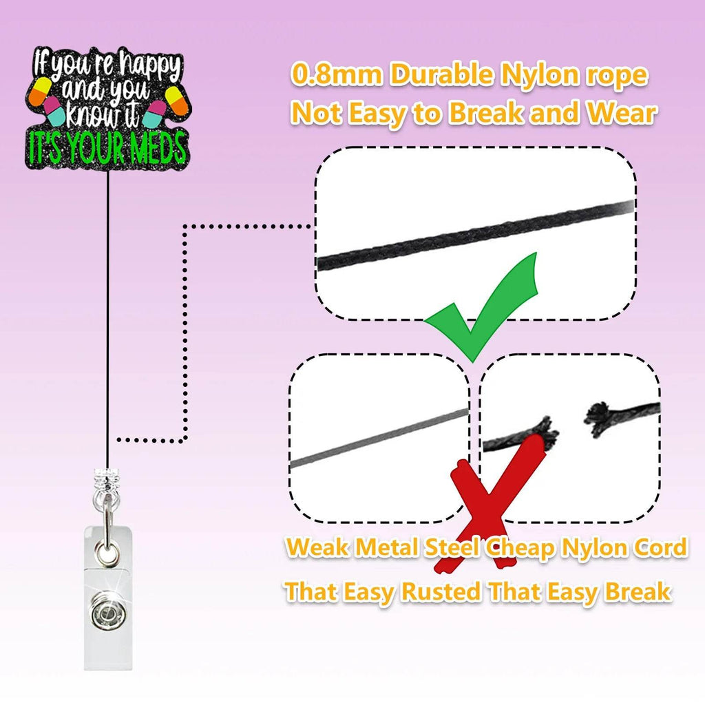 New Design 1 Piece Glitter Retractable Nurse Badge Reel Inspiring Phrase Name Tag ID Card Holder Lanyard School Office Supply