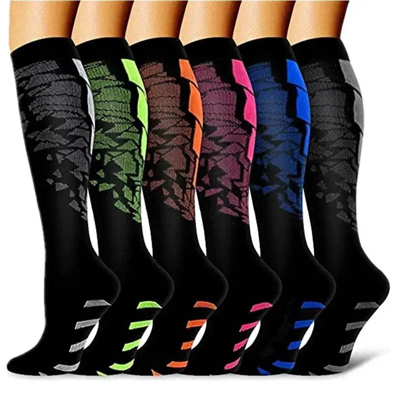 6 Pairs of Men and Women Compression Socks - Ideal for Running, Soccer, and Everyday Comfort!