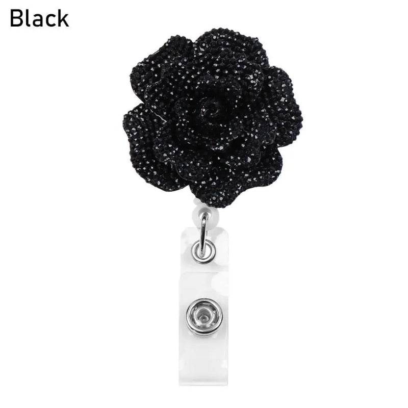 New Rose Shape Design Badge Resin Retractable Nurse ID Card black-