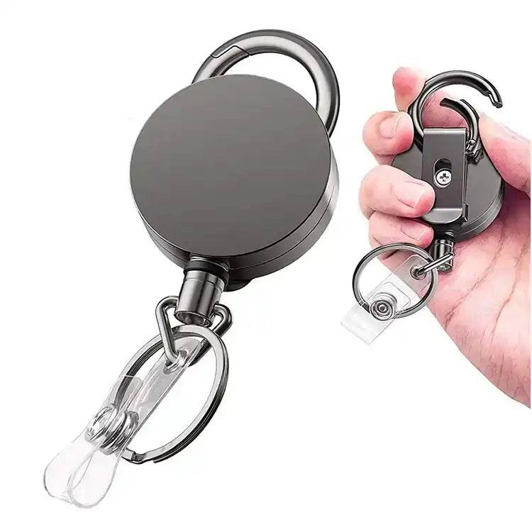 1pcs Extendable Metal Key Chain Ring Belt Clip Pull Keyring Retracting ID Card Lanyards Id Badge Holder Badge Clip 1