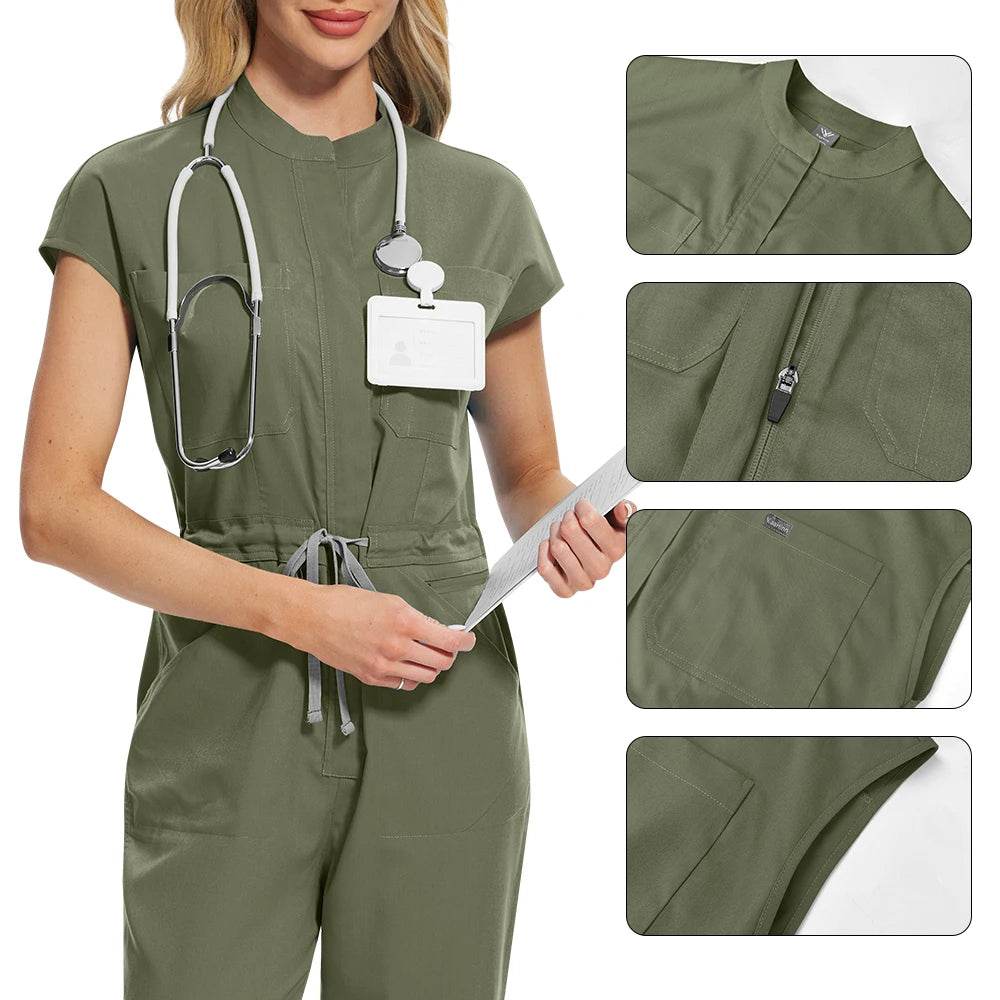 High-quality Beautician Work Gowns Medical Workwear Surgical Nursing Jumpsuits Pet Clinic Vet Scrubs Uniform Wholesale Jumpsuits