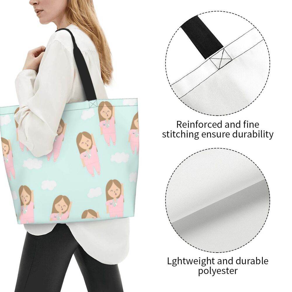 Spacious Eco-Friendly Healthcare Tote Bag with Durable Handles and Secure Zipper Closure