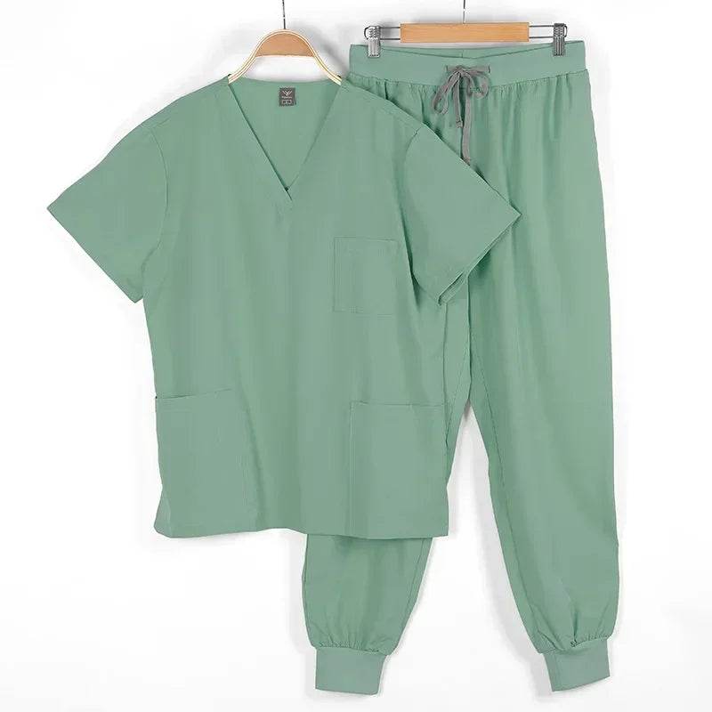 Unisex Medical Scrubs Short Sleeve Sets - Multicolor Dental/Pharmacy/Hospital Workwear W/6 Pockets & Anti-Microbial Fabric Mint Green