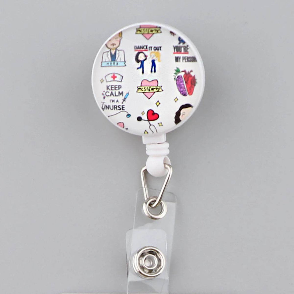 CB693 Grey's Anatomy Cartoon Pattern Retractable Nurse Badge Reel Holder Doctor Student ID Card Holder Exhibition Holder 4
