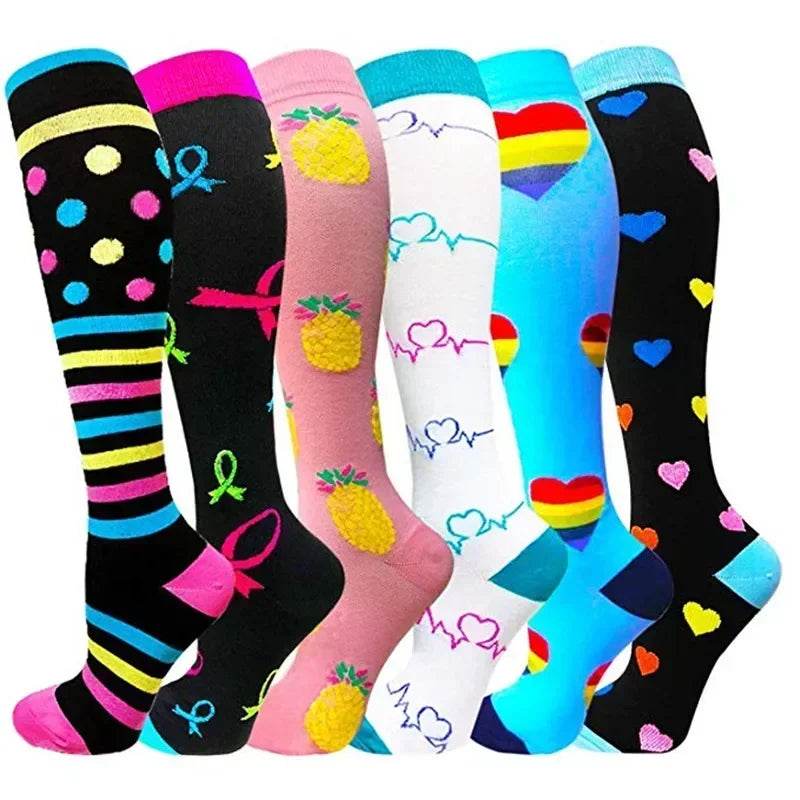 6 Pairs of Men and Women Compression Socks - Ideal for Running, Soccer, and Everyday Comfort!