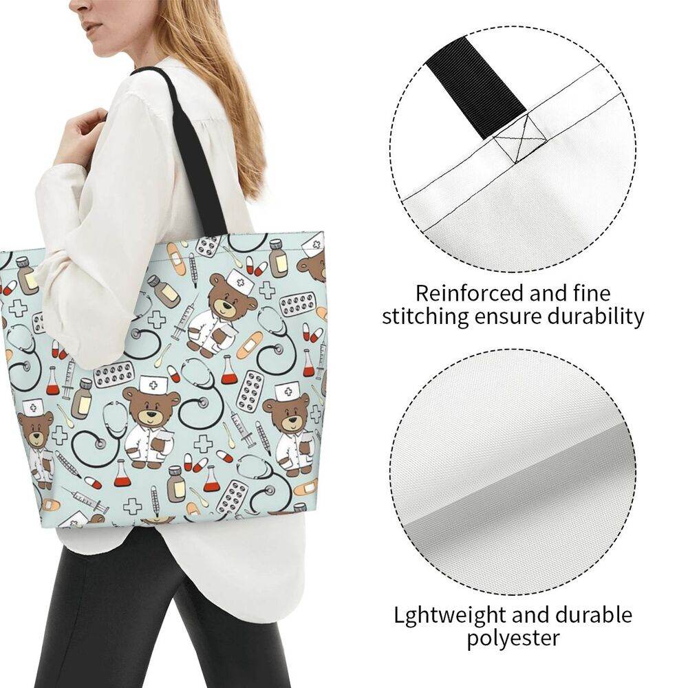 Spacious Eco-Friendly Healthcare Tote Bag with Durable Handles and Secure Zipper Closure