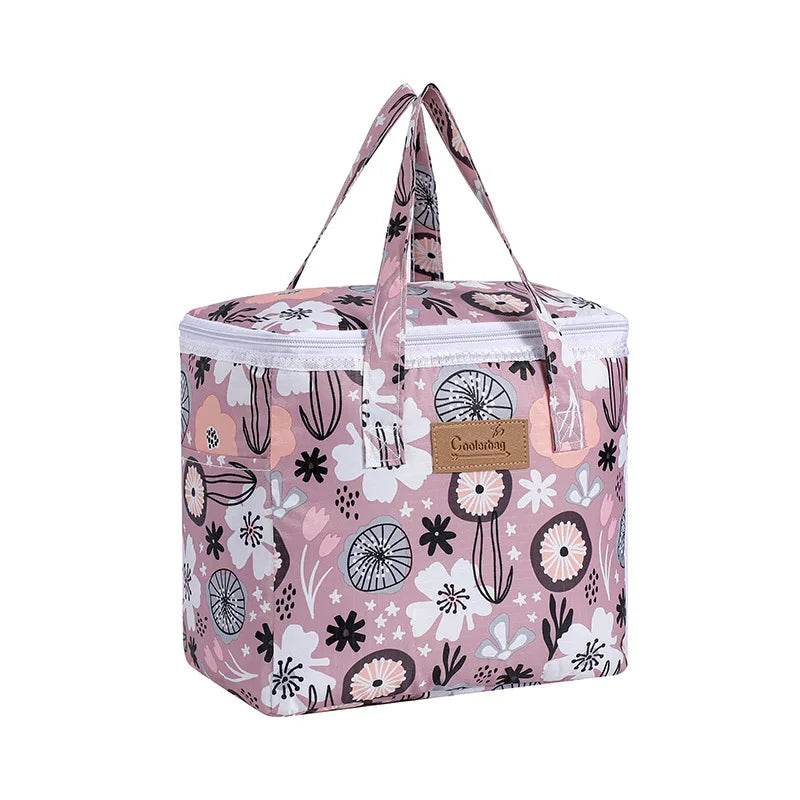 Portable Lunch Bag New Thermal Insulated Lunch Box Tote Cooler Functional Handbag Student Bento Pouch School Food Storage Bags flowers in water
